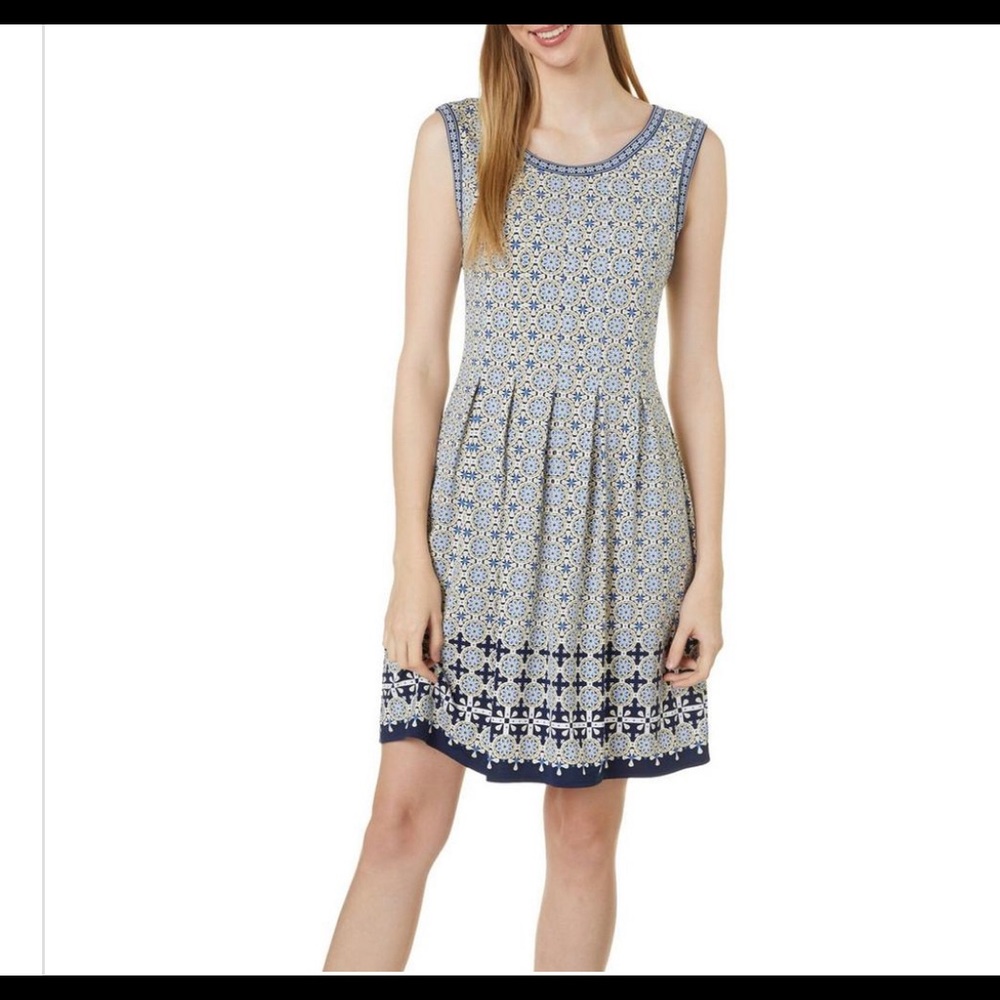 Max Studio Womens medallion navy and aqua dress